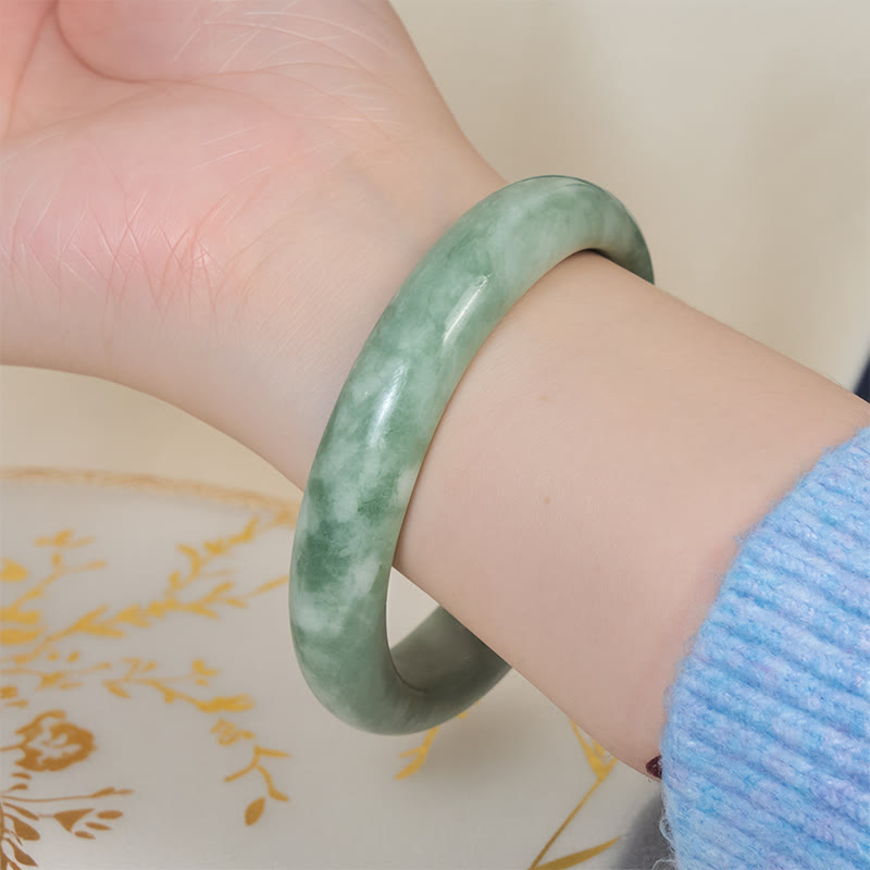 Wear FengShui Natural Jade Simple Design Prosperity Cuff Bangle Bracelet