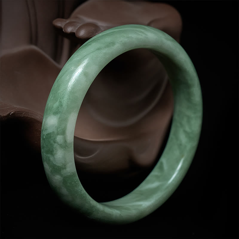 Wear FengShui Natural Jade Simple Design Prosperity Cuff Bangle Bracelet