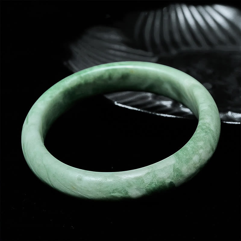 Wear FengShui Natural Jade Simple Design Prosperity Cuff Bangle Bracelet