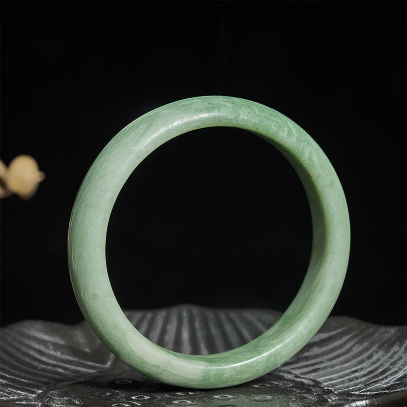 Wear FengShui Natural Jade Simple Design Prosperity Cuff Bangle Bracelet