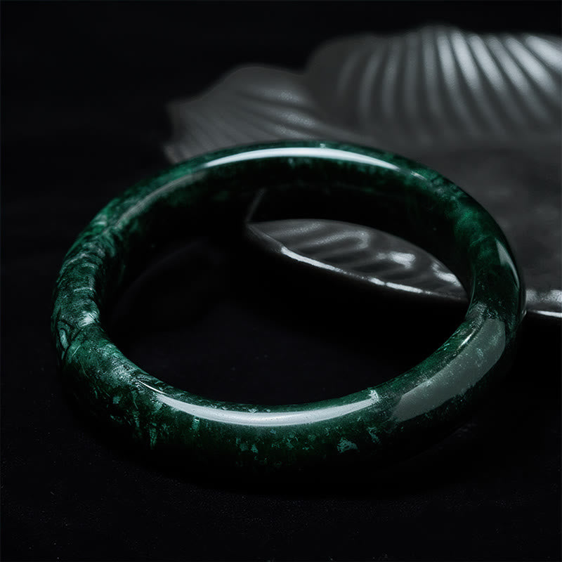 Wear FengShui Nanyang Black-Green Jade Protection Cuff Bangle Bracelet