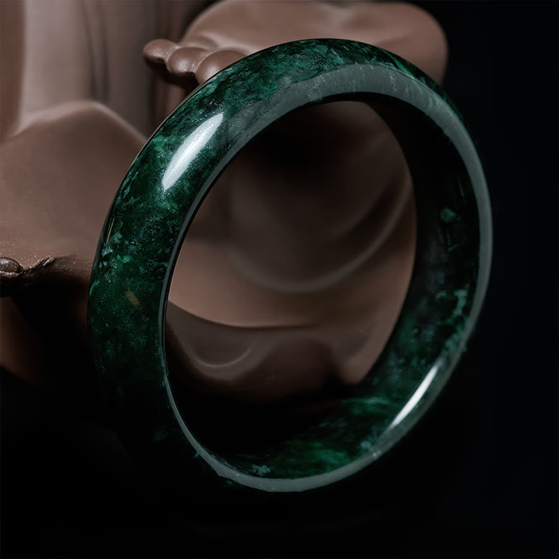 Wear FengShui Nanyang Black-Green Jade Protection Cuff Bangle Bracelet
