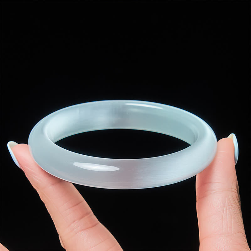 Wear FengShui White Cat's Eye Abundance Spiritual Cuff Bangle Bracelet