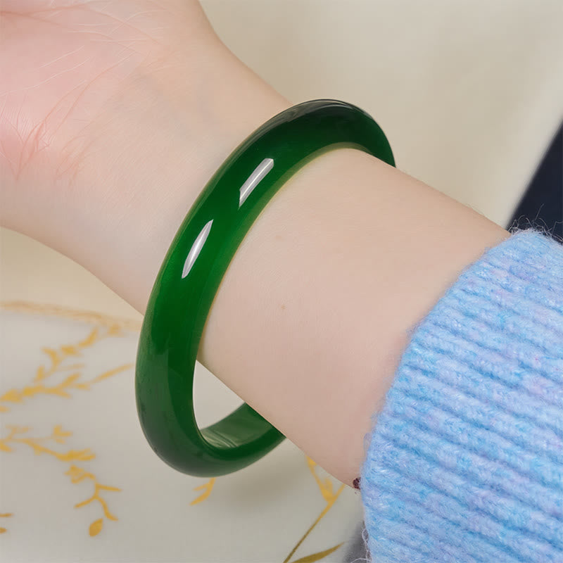 Wear FengShui Green Cat's Eye Stone Relieve Stress Wealth Thin Cuff Bangle Bracelet