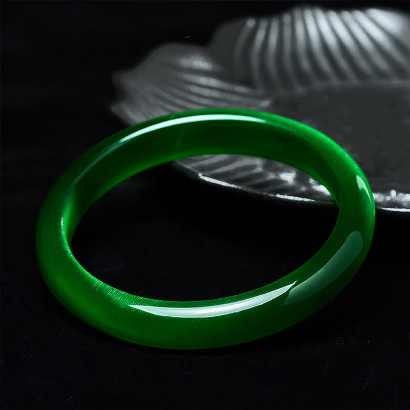 Wear FengShui Green Cat's Eye Stone Relieve Stress Wealth Thin Cuff Bangle Bracelet