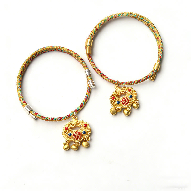 Wear FengShui Handmade String Alloy Luck Blessings Adjustable Cats Small Dogs Pet Collar