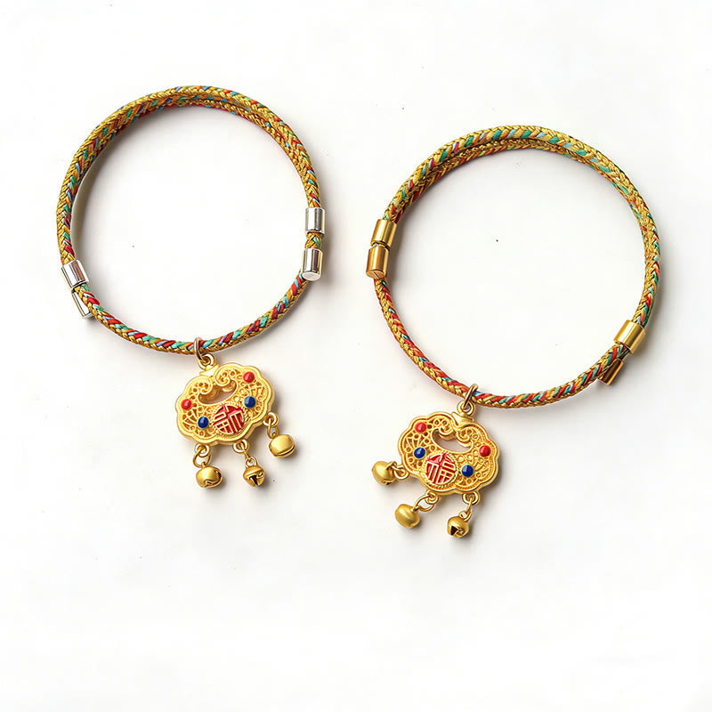Wear FengShui Handmade String Alloy Luck Blessings Adjustable Cats Small Dogs Pet Collar