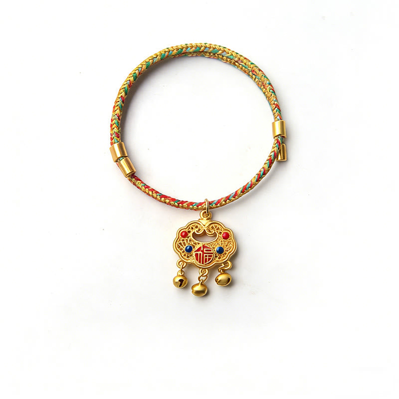 Wear FengShui Handmade String Alloy Luck Blessings Adjustable Cats Small Dogs Pet Collar