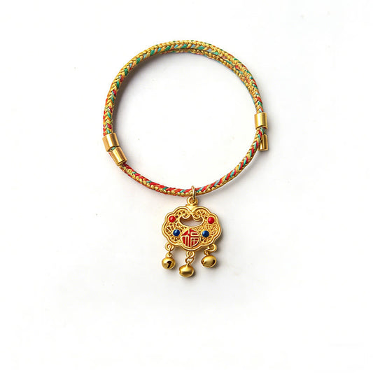 Wear FengShui Handmade String Alloy Luck Blessings Adjustable Cats Small Dogs Pet Collar