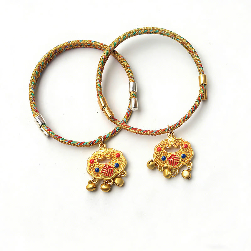 Wear FengShui Handmade String Alloy Luck Blessings Adjustable Cats Small Dogs Pet Collar