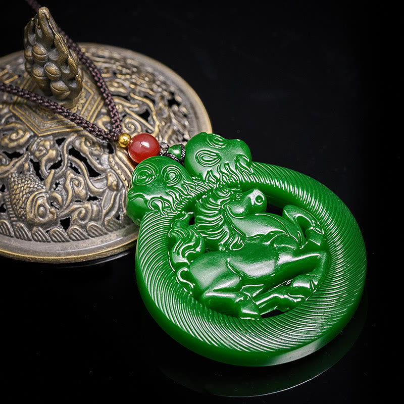 Wear FengShui Year Of The Horse Jade Prosperity Hollow Necklace Pendants