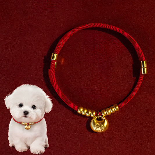 Wear FengShui Red String Bead Protection Adjustable Cats Small Dogs Pet Collar