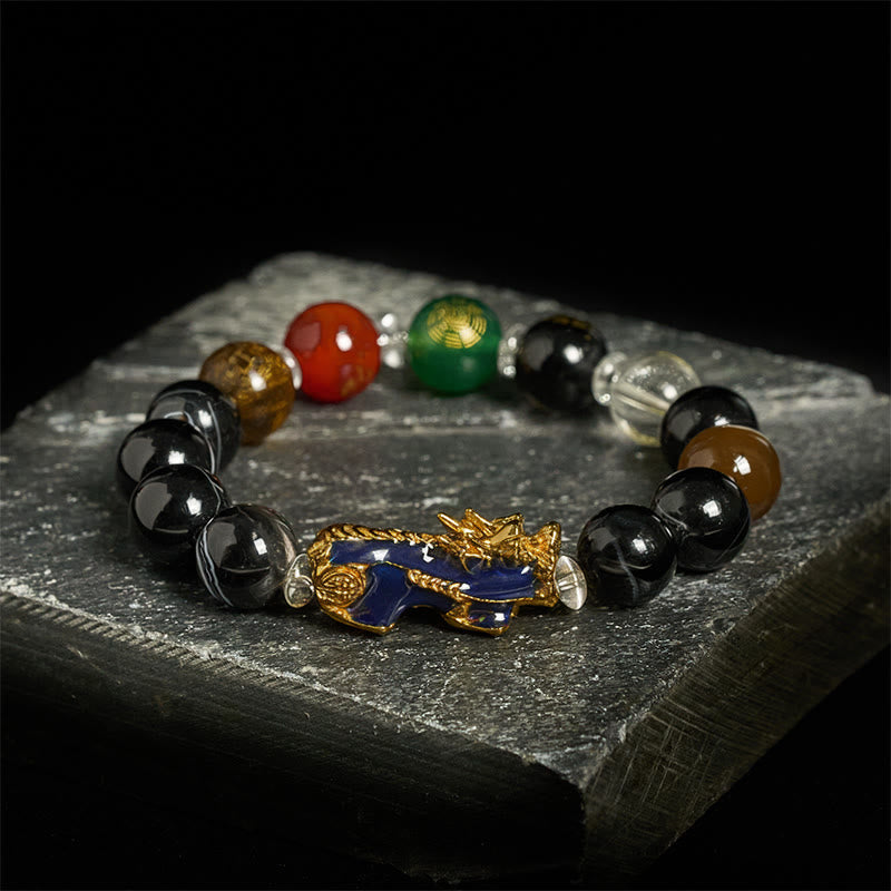 Wear FengShui Sardonyx Beads Five Elements Change Color Pi Xiu Positive Bracelet