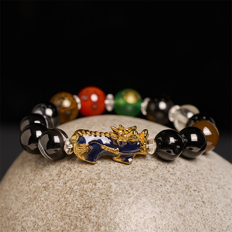 Wear FengShui Sardonyx Beads Five Elements Change Color Pi Xiu Positive Bracelet