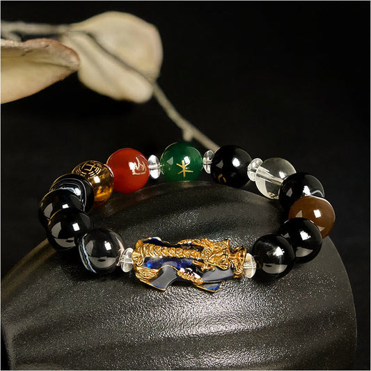 Wear FengShui Sardonyx Beads Five Elements Change Color Pi Xiu Positive Bracelet