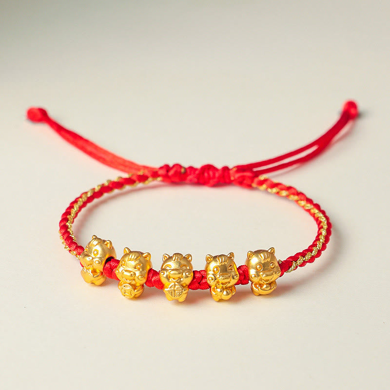 Buddha Stones Fu Character 999 Sterling Silver Year Of The Horse Prosperity Red String Bracelet