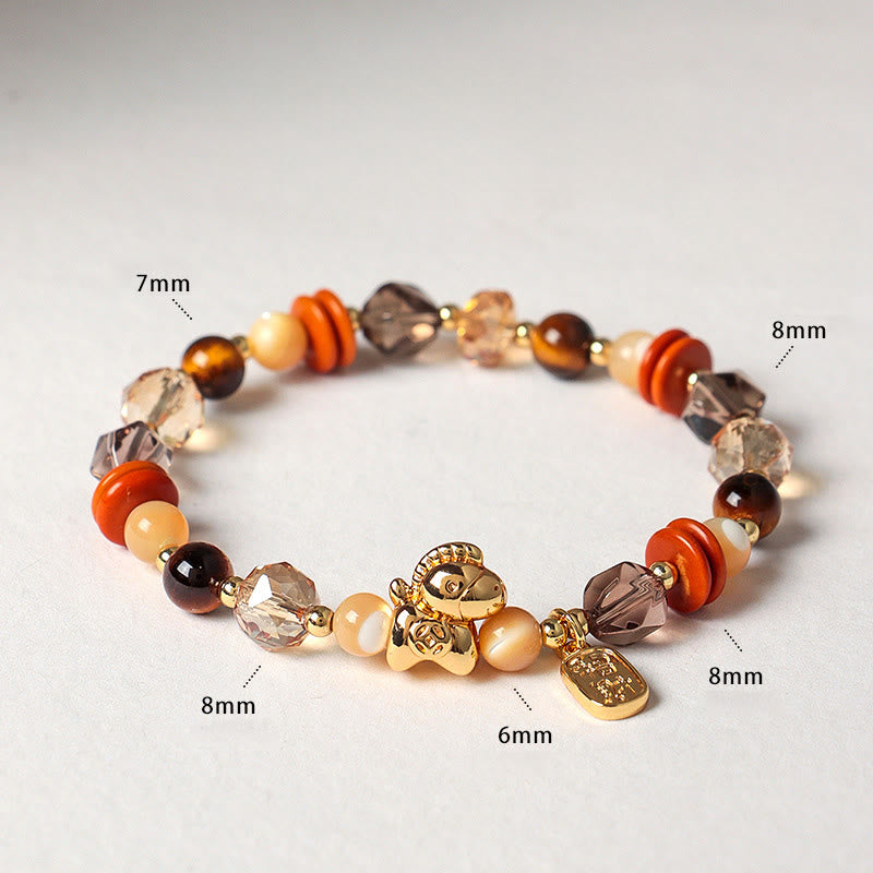Wear FengShui Tiger Eye Ice Obsidian Pearl Year Of The Horse Lucky Fortune Prosperity Bracelet