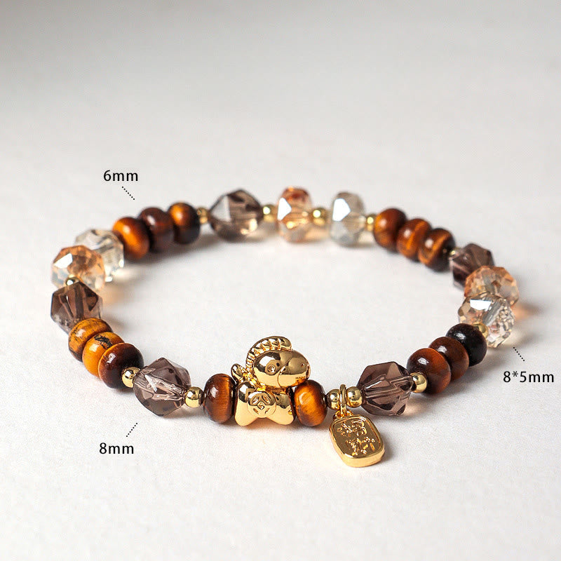 Wear FengShui Tiger Eye Ice Obsidian Pearl Year Of The Horse Lucky Fortune Prosperity Bracelet