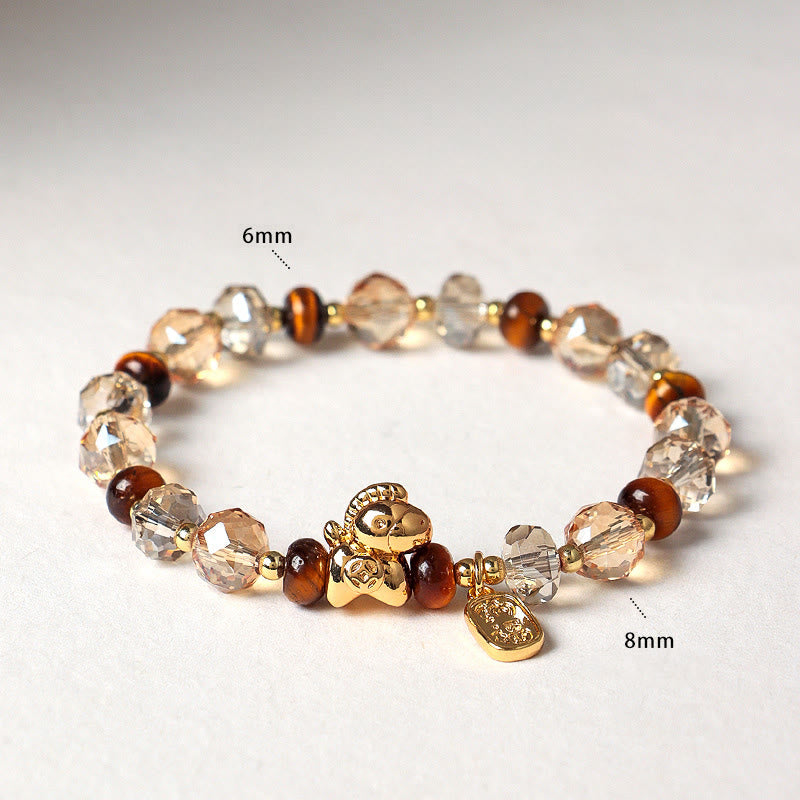 Wear FengShui Tiger Eye Ice Obsidian Pearl Year Of The Horse Lucky Fortune Prosperity Bracelet
