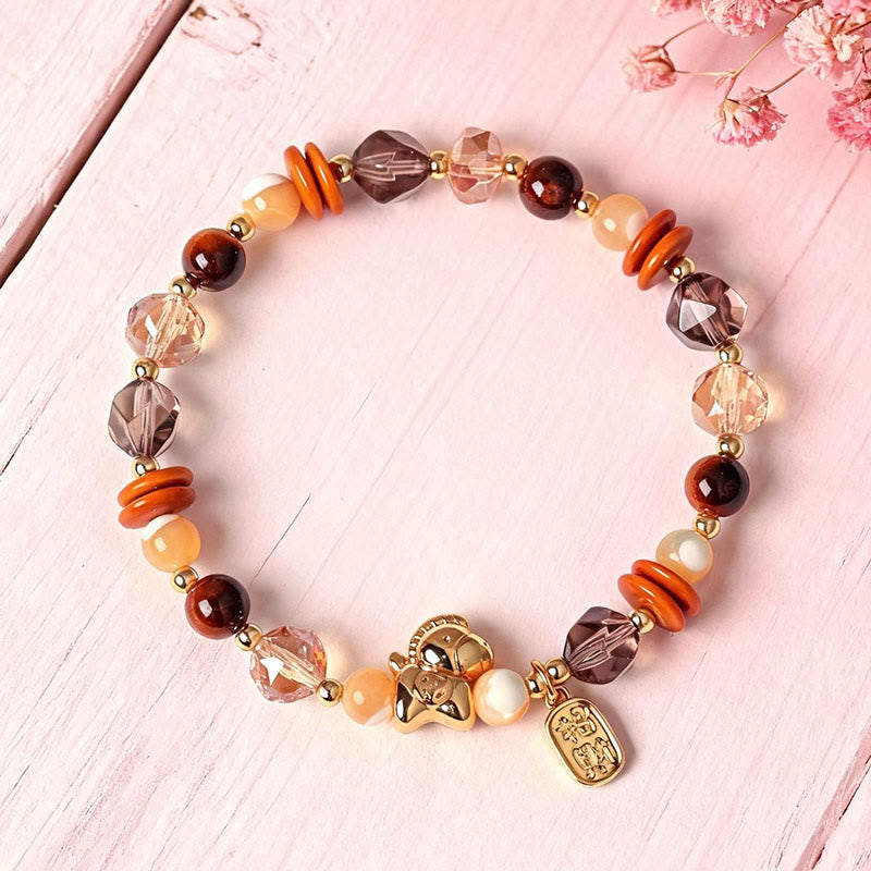 Wear FengShui Tiger Eye Ice Obsidian Pearl Year Of The Horse Lucky Fortune Prosperity Bracelet