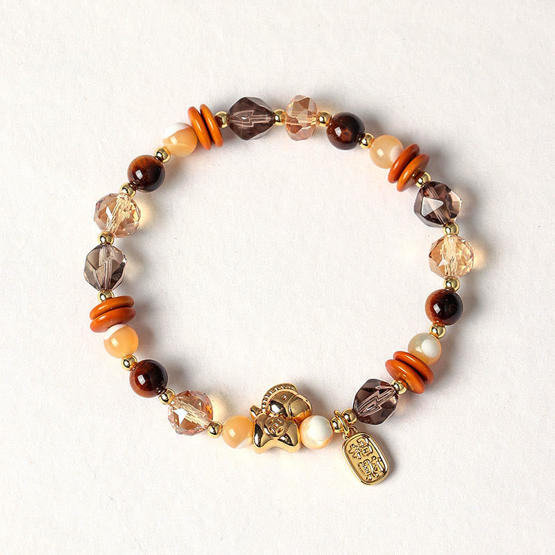 Wear FengShui Tiger Eye Ice Obsidian Pearl Year Of The Horse Lucky Fortune Prosperity Bracelet