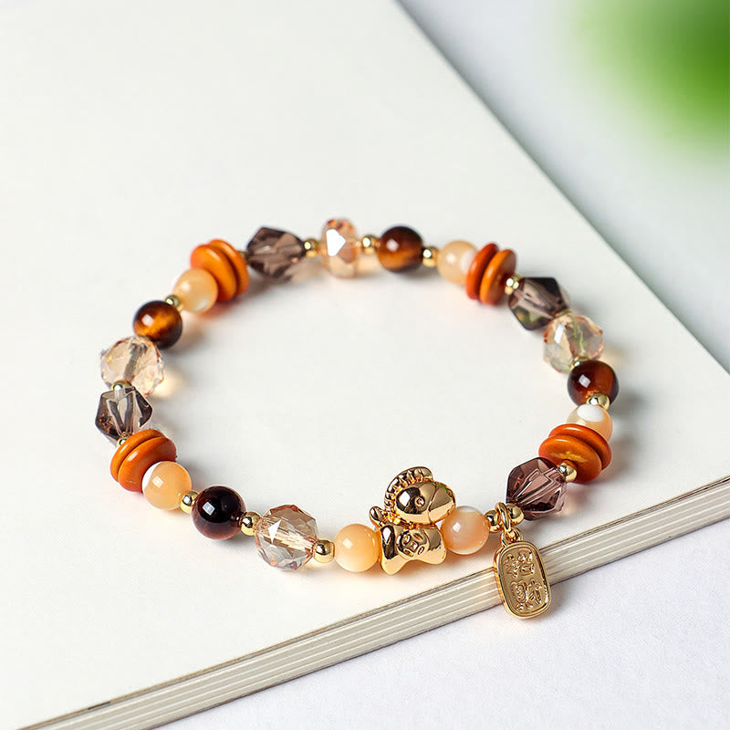 Wear FengShui Tiger Eye Ice Obsidian Pearl Year Of The Horse Lucky Fortune Prosperity Bracelet