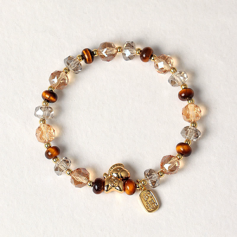 Wear FengShui Tiger Eye Ice Obsidian Pearl Year Of The Horse Lucky Fortune Prosperity Bracelet