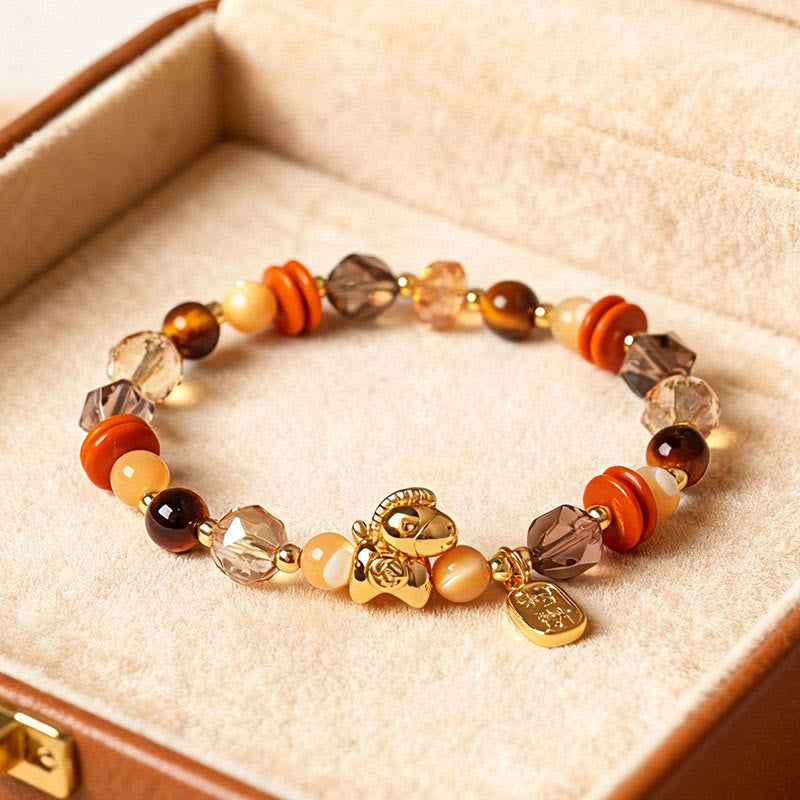 Wear FengShui Tiger Eye Ice Obsidian Pearl Year Of The Horse Lucky Fortune Prosperity Bracelet