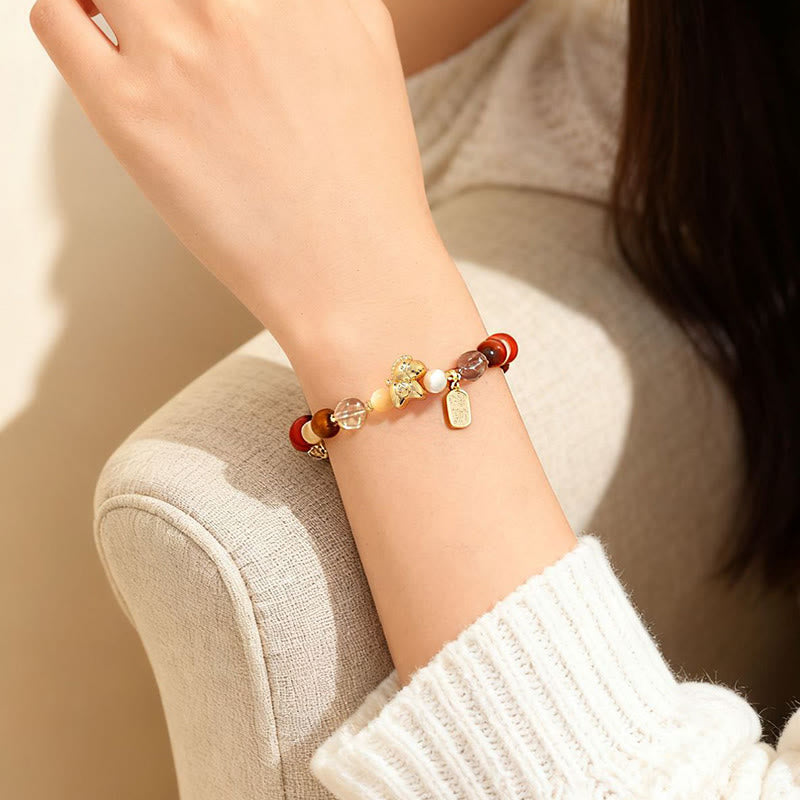 Wear FengShui Tiger Eye Ice Obsidian Pearl Year Of The Horse Lucky Fortune Prosperity Bracelet