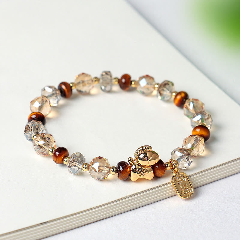 Wear FengShui Tiger Eye Ice Obsidian Pearl Year Of The Horse Lucky Fortune Prosperity Bracelet