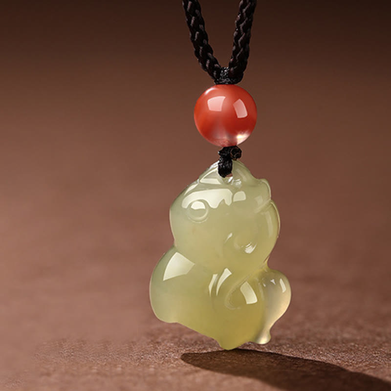 Wear FengShui Chinese Zodiac Year Of The Horse Jade South Red Agate Prosperity Necklace Pendants