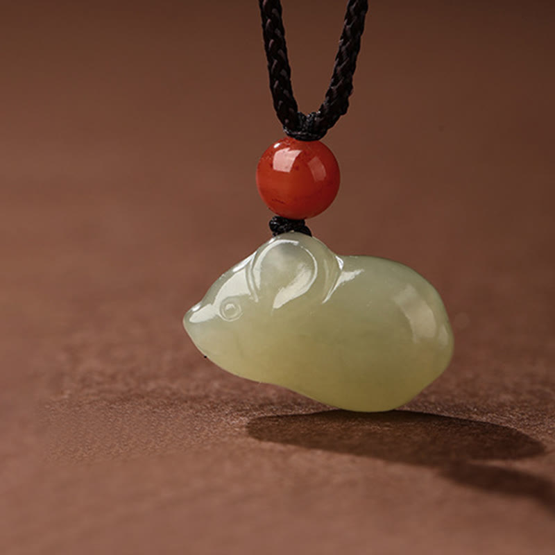 Wear FengShui Chinese Zodiac Year Of The Horse Jade South Red Agate Prosperity Necklace Pendants