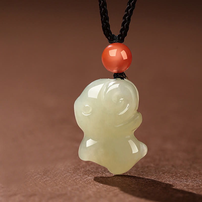 Wear FengShui Chinese Zodiac Year Of The Horse Jade South Red Agate Prosperity Necklace Pendants