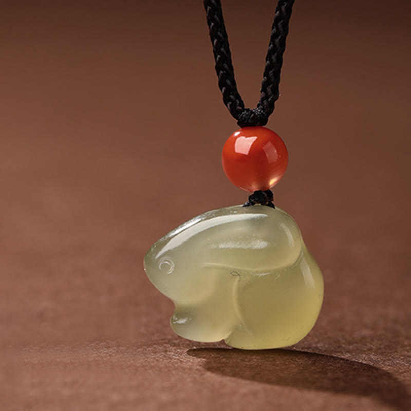 Wear FengShui Chinese Zodiac Year Of The Horse Jade South Red Agate Prosperity Necklace Pendants
