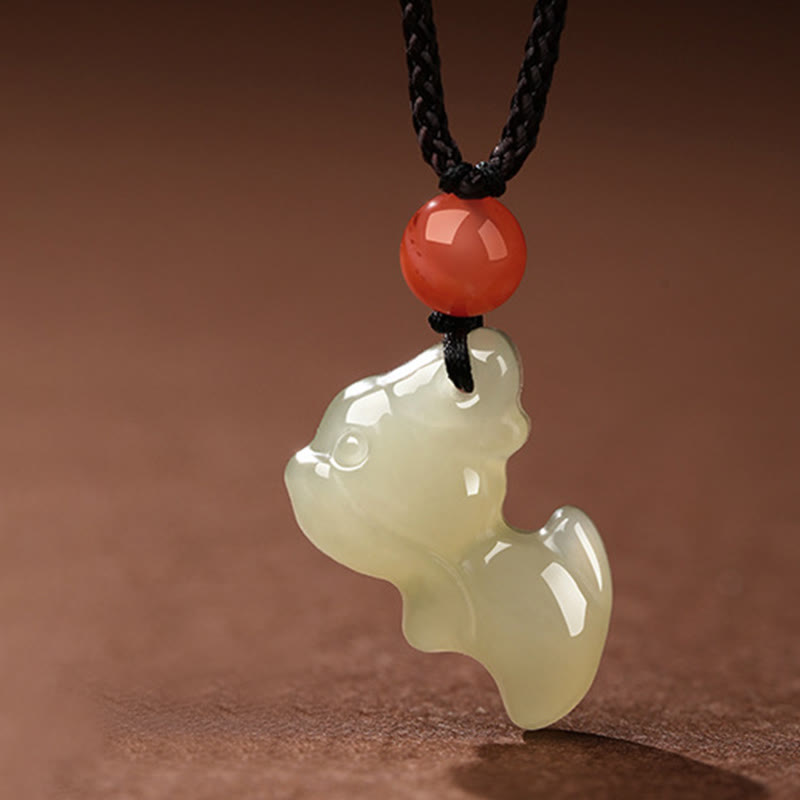 Wear FengShui Chinese Zodiac Year Of The Horse Jade South Red Agate Prosperity Necklace Pendants