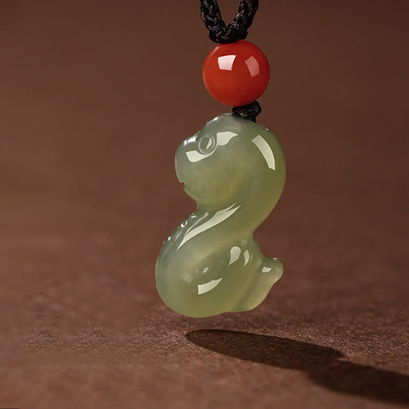 Wear FengShui Chinese Zodiac Year Of The Horse Jade South Red Agate Prosperity Necklace Pendants