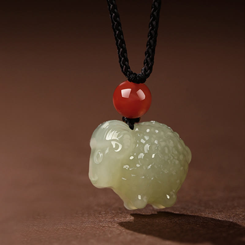 Wear FengShui Chinese Zodiac Year Of The Horse Jade South Red Agate Prosperity Necklace Pendants