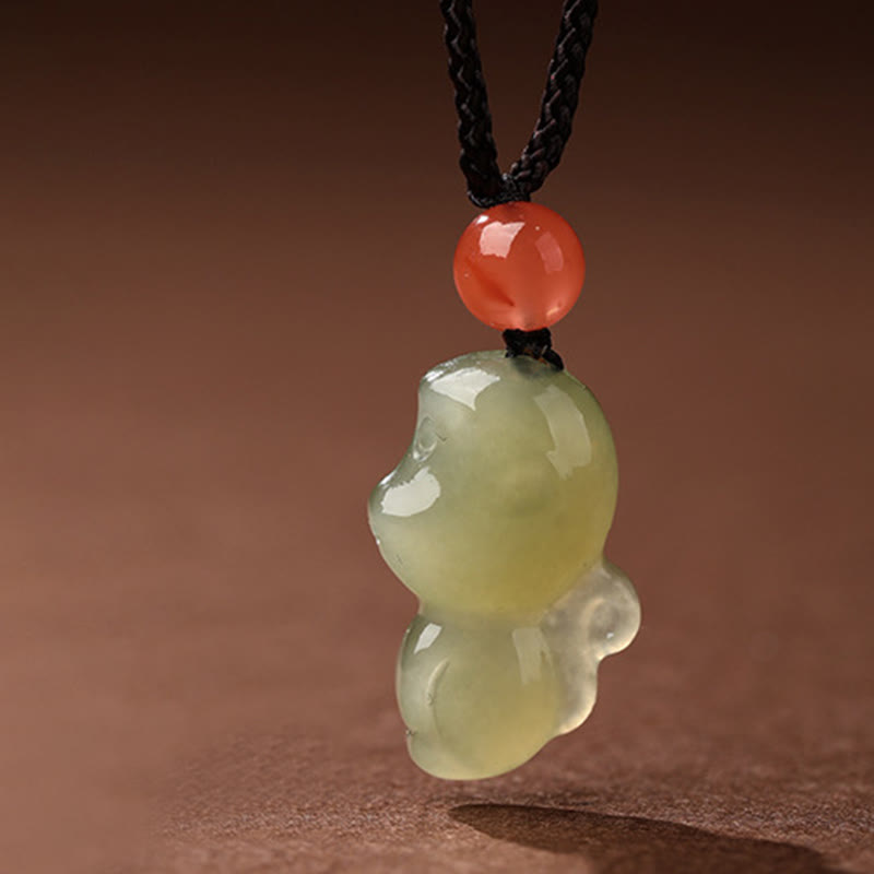 Wear FengShui Chinese Zodiac Year Of The Horse Jade South Red Agate Prosperity Necklace Pendants