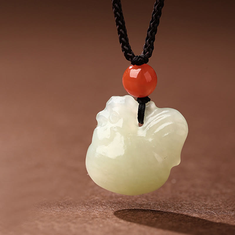 Wear FengShui Chinese Zodiac Year Of The Horse Jade South Red Agate Prosperity Necklace Pendants