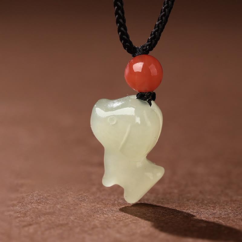 Wear FengShui Chinese Zodiac Year Of The Horse Jade South Red Agate Prosperity Necklace Pendants