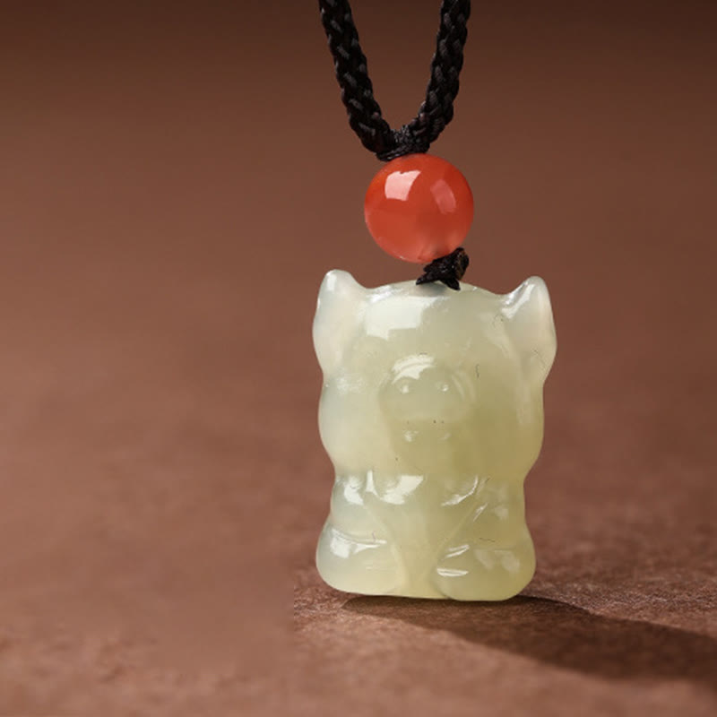 Wear FengShui Chinese Zodiac Year Of The Horse Jade South Red Agate Prosperity Necklace Pendants