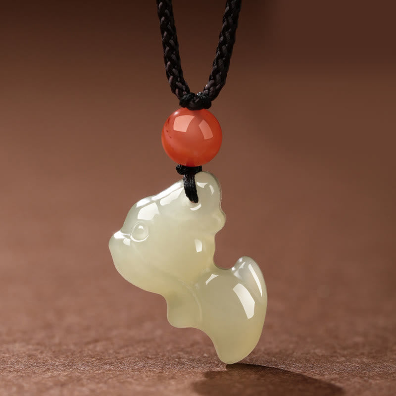 Wear FengShui Chinese Zodiac Year Of The Horse Jade South Red Agate Prosperity Necklace Pendants
