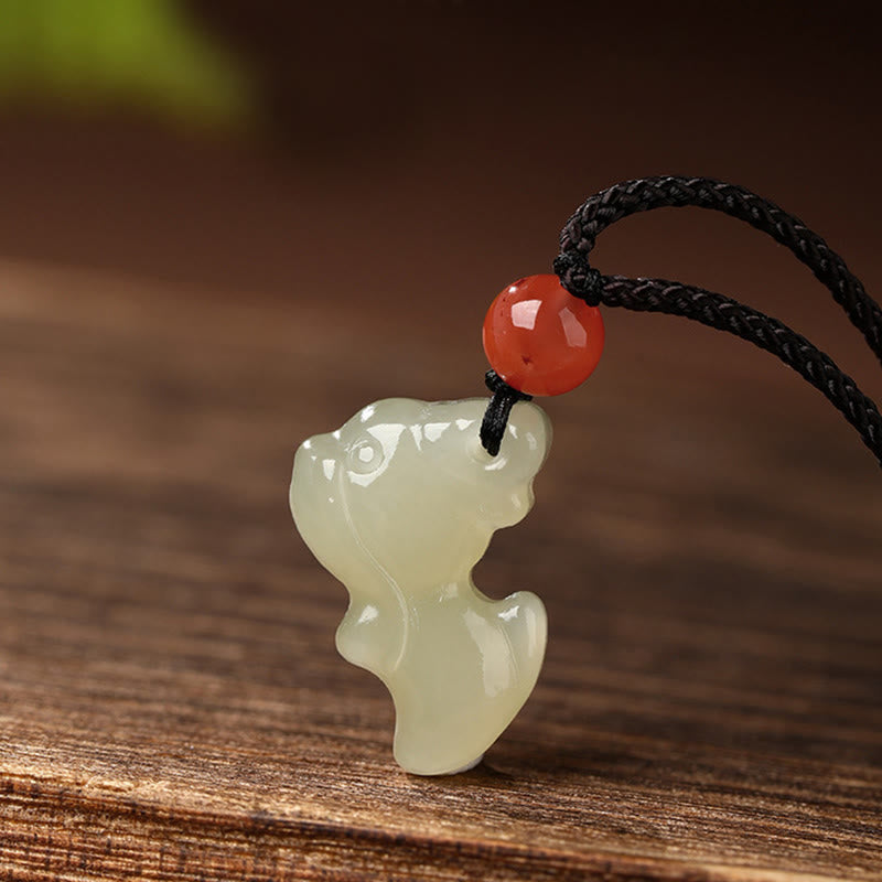 Wear FengShui Chinese Zodiac Year Of The Horse Jade South Red Agate Prosperity Necklace Pendants