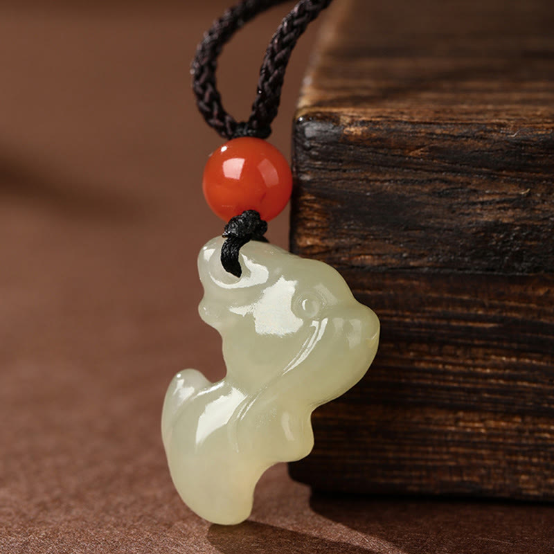 Wear FengShui Chinese Zodiac Year Of The Horse Jade South Red Agate Prosperity Necklace Pendants