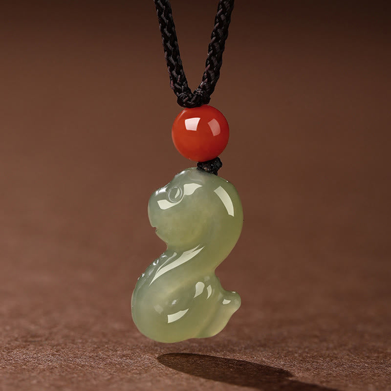 Wear FengShui Chinese Zodiac Year Of The Horse Jade South Red Agate Prosperity Necklace Pendants