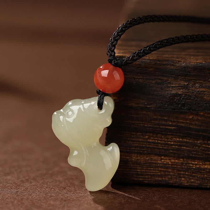 Wear FengShui Chinese Zodiac Year Of The Horse Jade South Red Agate Prosperity Necklace Pendants
