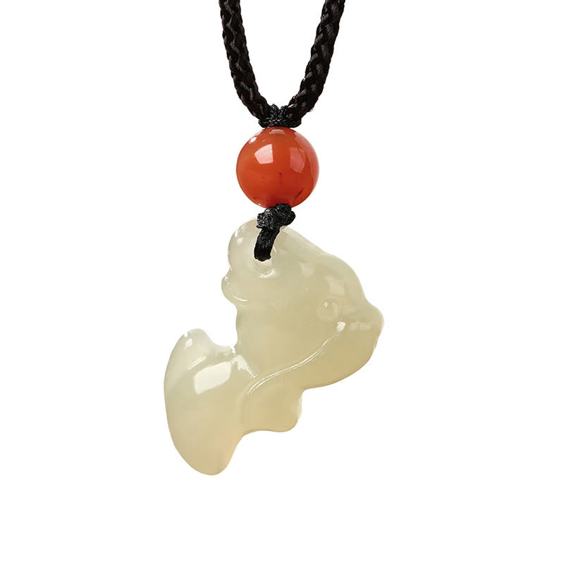 Wear FengShui Chinese Zodiac Year Of The Horse Jade South Red Agate Prosperity Necklace Pendants