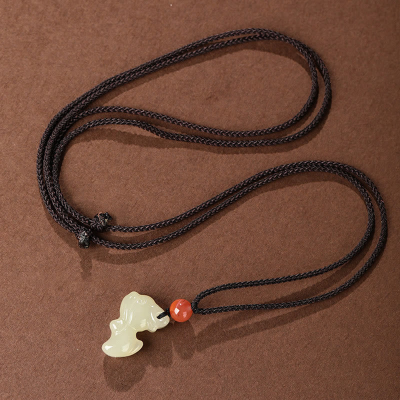 Wear FengShui Chinese Zodiac Year Of The Horse Jade South Red Agate Prosperity Necklace Pendants