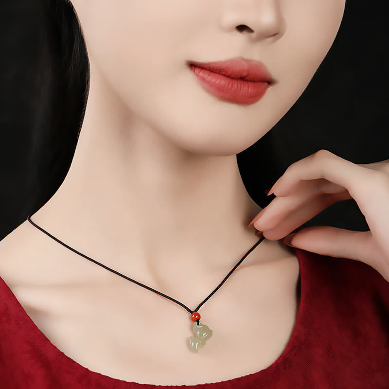 Wear FengShui Chinese Zodiac Year Of The Horse Jade South Red Agate Prosperity Necklace Pendants