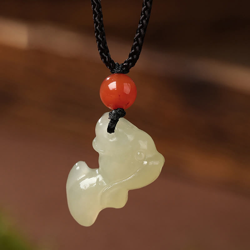Wear FengShui Chinese Zodiac Year Of The Horse Jade South Red Agate Prosperity Necklace Pendants